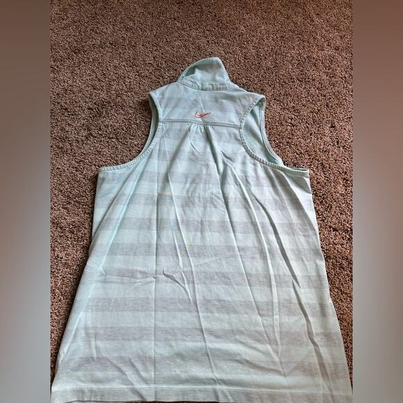 Nike Golf Sport Dri-FIT Aqua Blue Grey Stripe Sleeveless Polo Tank Wonens XL - Picture 6 of 8